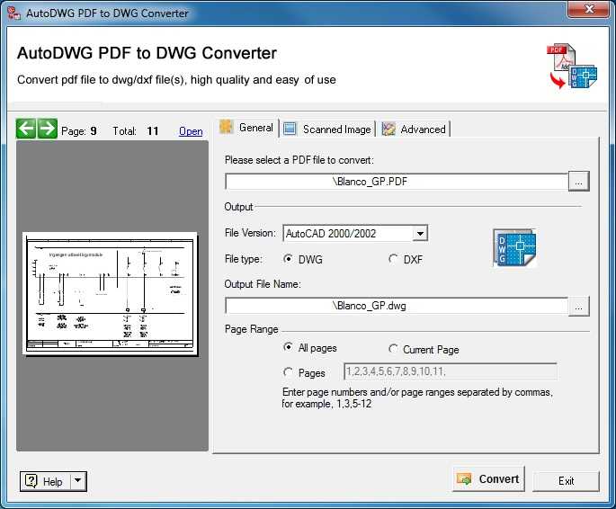 Конвертируем файл pdf в dwg