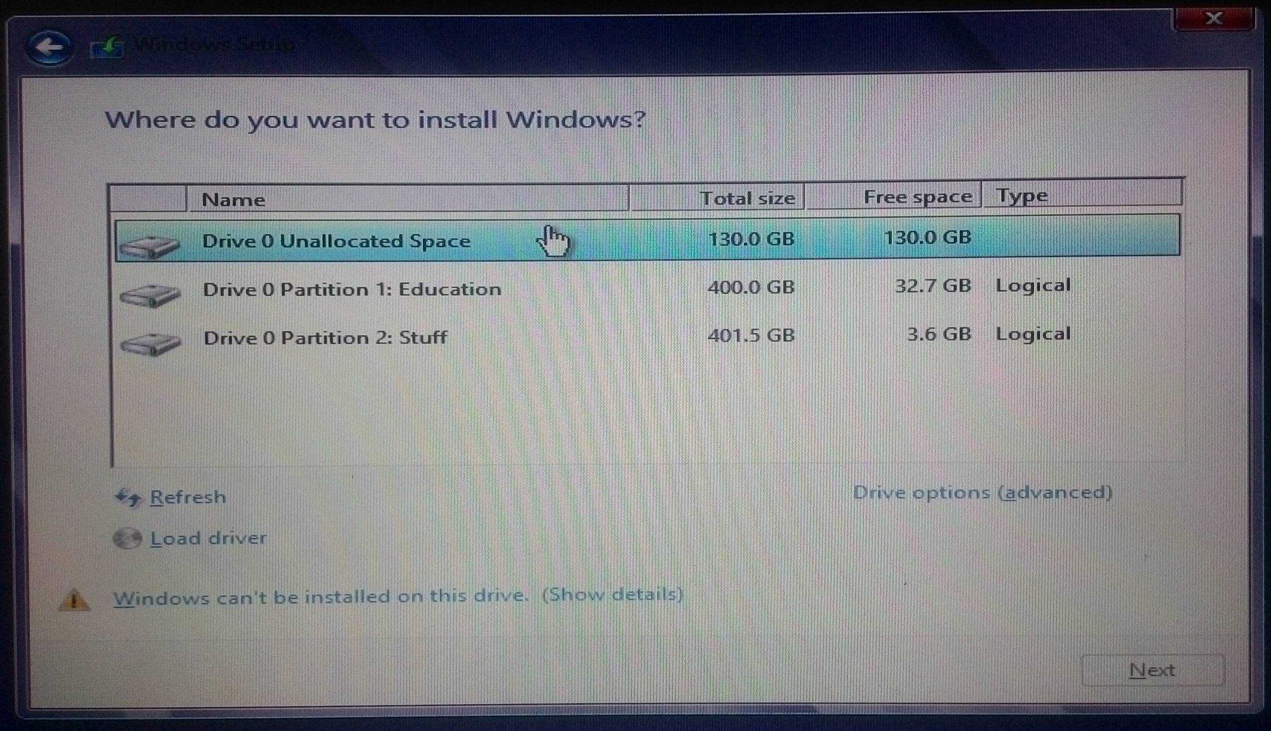 Установка windows на данный диск невозможна — что делать?