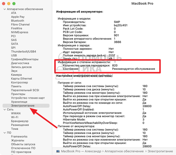 Циклы заряда макбук