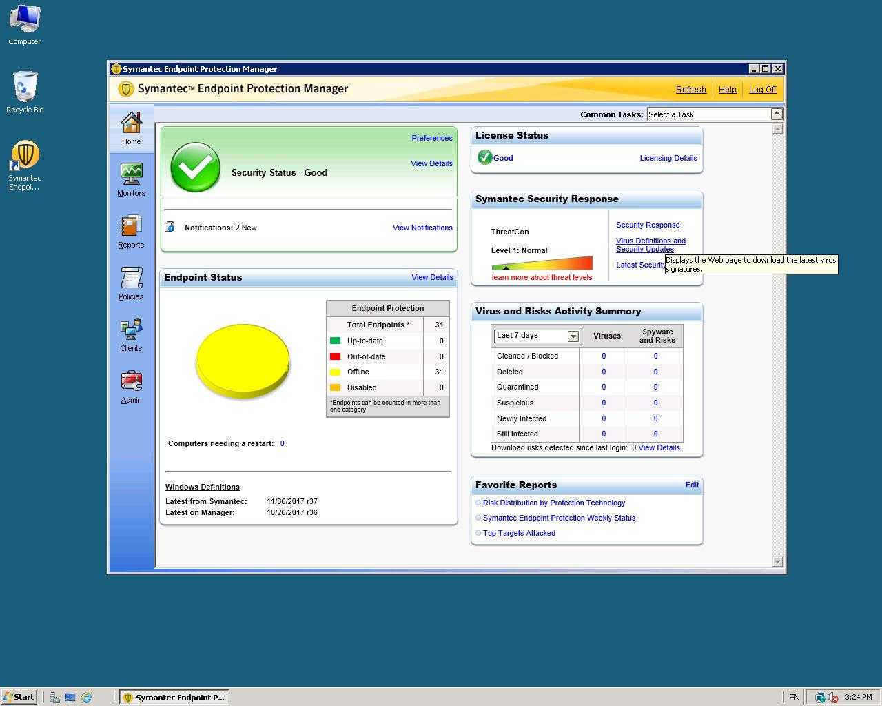 Программные продукты информационной безопасности: symantec endpoint protection 11.0
