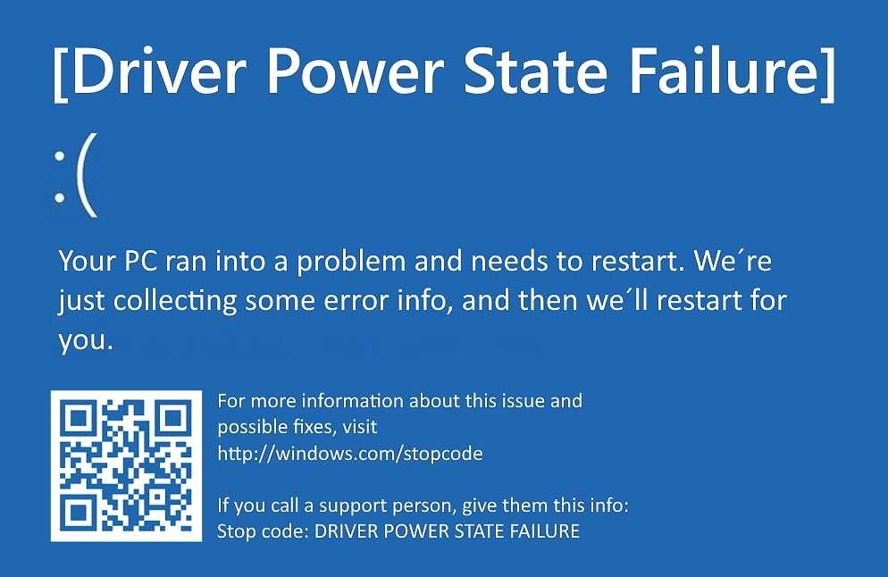Как исправить ошибки driver_power_state_failure типа "синий экран" (0x0000009f)