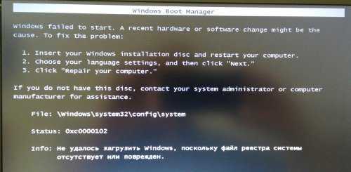 Файл windows system32 config system поврежден или отсутствует windows 10