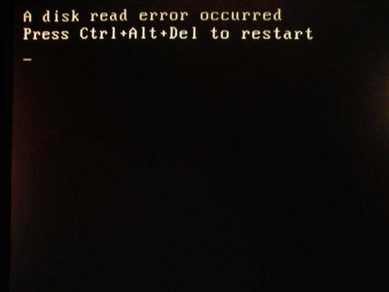 «a disk read error occurred. press ctrl+alt+del to restart» — как исправить