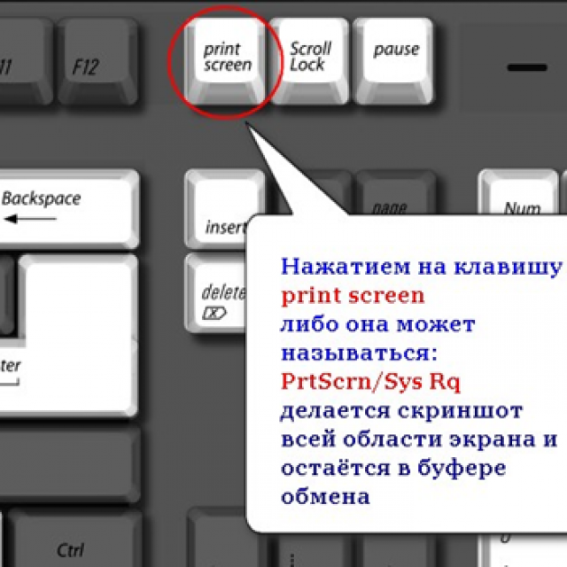 Комбинация клавиш вырезать изображение с экрана