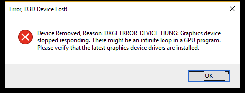 Ошибка dxgi_error_device_removed — как исправить