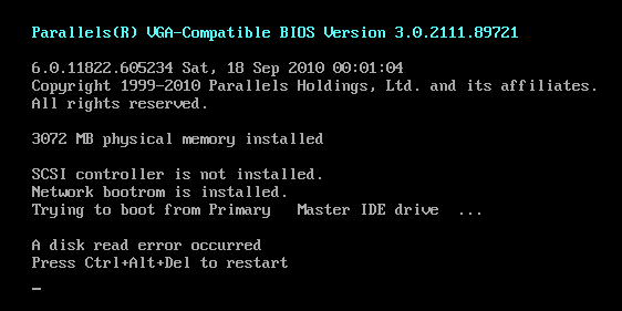 А disk read error occurred press ctrl-alt-del to restart
