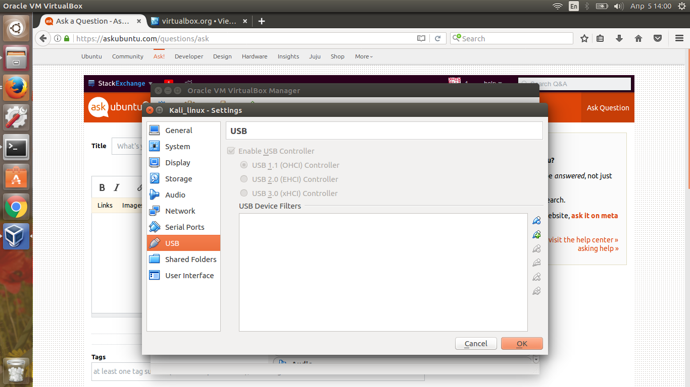 How to enable usb in virtualbox